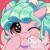 Size: 1000x1000 | Tagged: safe, artist:duvivi, cozy glow, pegasus, pony, g4, 80s, :3, anime style, cozybetes, cute, female, filly, foal, hooves on cheeks, one eye closed, solo, starry eyes, wingding eyes, wink