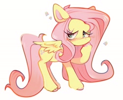 Size: 2048x1681 | Tagged: safe, artist:660px, fluttershy, pegasus, pony, g4, raised hoof, simple background, solo, white background