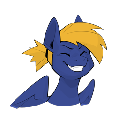 Size: 2844x2895 | Tagged: safe, artist:dar, oc, oc only, oc:slashbuckler, pegasus, pony, fanfic:song of seven, big smile, eyes closed, high res, male, pegasus oc, ponytail, simple background, smiling, solo, stallion, transparent background, wings, yellow mane