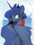 Size: 3650x4800 | Tagged: safe, artist:therealf1rebird, princess luna, alicorn, pony, g4, cute, female, horn, looking back, mare, solo, wings