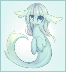 Size: 948x1031 | Tagged: safe, artist:chimeeri, oc, oc only, merpony, seapony (g4), cute, female, fish tail, flowing mane, looking at you, mare, purple eyes, simple background, smiling, smiling at you, solo, tail, tongue out, underwater, water