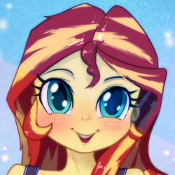 Size: 1100x1100 | Tagged: safe, anonymous artist, sunset shimmer, equestria girls, g4, bust, cute, portrait, shimmerbetes, solo