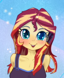 Size: 1418x1720 | Tagged: safe, anonymous artist, sunset shimmer, equestria girls, g4, bust, cute, portrait, shimmerbetes, solo