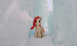 Size: 2048x1212 | Tagged: safe, photographer:pakapaka1993, oc, oc only, oc:poniko, earth pony, pony, ice, irl, japan, photo, plushie, snow, solo, winter