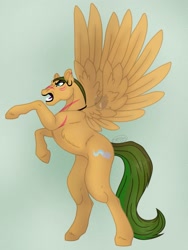 Size: 1197x1596 | Tagged: safe, artist:teonnakatztkgs, oc, oc only, pegasus, pony, gradient background, gritted teeth, pegasus oc, rearing, scar, solo