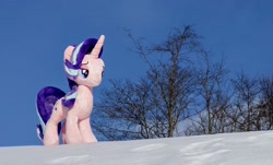 Size: 2048x1236 | Tagged: safe, photographer:pakapaka1993, starlight glimmer, pony, unicorn, g4, irl, japan, photo, plushie, snow, solo, tree, winter