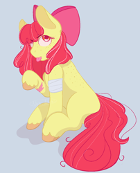 Size: 970x1200 | Tagged: safe, artist:nick-doodles, apple bloom, earth pony, pony, bandage, female, filly, foal, solo, tongue out