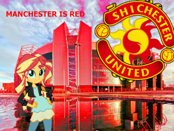 Size: 1280x960 | Tagged: safe, sunset shimmer, equestria girls, g4, manchester united, old trafford, solo