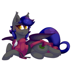 Size: 2000x2000 | Tagged: safe, artist:star-theft, oc, oc only, oc:firestarter, bat pony, clothes, female, high res, lying down, mare, prone, simple background, solo, transparent background