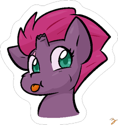 Size: 414x439 | Tagged: safe, artist:zutcha, tempest shadow, pony, unicorn, g4, :p, broken horn, bust, horn, simple background, solo, tongue out, transparent background