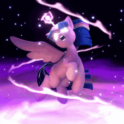 Size: 600x600 | Tagged: safe, artist:gelei, twilight sparkle, alicorn, pony, g4, 3d, 3d model, animated, blender, butt, flying, gif, glowing, glowing eyes, magic, model, open mouth, plot, solo, sparkles, spread wings, turnaround, twilight sparkle (alicorn), wings