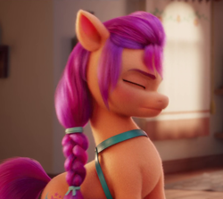 Size: 900x804 | Tagged: safe, screencap, sunny starscout, earth pony, pony, g5, my little pony: a new generation, spoiler:my little pony: a new generation, cropped, eyes closed, female, mare, solo
