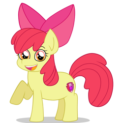Size: 1280x1280 | Tagged: safe, artist:emo-self-shipping-art-doodles, apple bloom, earth pony, pony, adorabloom, cute, female, filly, foal, raised hoof, simple background, solo, white background