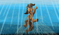 Size: 1280x772 | Tagged: safe, artist:small-brooke1998, oc, oc:charlie, earth pony, pony, female, mare, solo, swimming, underwater