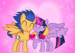 Size: 1280x908 | Tagged: safe, artist:mlplary6, flash sentry, twilight sparkle, alicorn, pegasus, pony, g4, ^^, boyfriend and girlfriend, eyes closed, female, heart, holiday, hug, male, ship:flashlight, shipping, smiling, straight, twilight sparkle (alicorn), valentine's day, valentine's day card