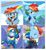 Size: 3590x3888 | Tagged: safe, artist:chub-wub, rainbow dash, pegasus, pony, g4, season 9, the last problem, age progression, alternate hairstyle, clothes, cute, cute little fangs, dashabetes, fangs, female, filly, filly rainbow dash, foal, goggles, high res, older, older rainbow dash, one eye closed, open mouth, rainbow dash day, uniform, wonderbolts uniform, younger