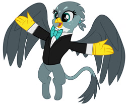 Size: 1280x1054 | Tagged: safe, artist:disneymarvel96, artist:sketchmcreations, edit, vector edit, gabby, griffon, g4, bowtie, clothes, female, formal, formal wear, simple background, solo, suit, tuxedo, vector, white background