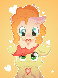 Size: 2000x2692 | Tagged: safe, artist:exobass, bright mac, pear butter, pony, g4, commission, cute, heart, high res, love, ych result