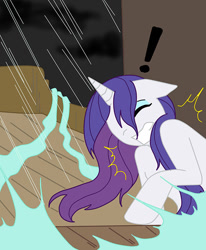 Size: 570x692 | Tagged: safe, artist:ask--luna-and-rarity, rarity, pony, unicorn, series:arc 1, g4, ocean, rain, ship, solo, storm, water, wet, wet mane