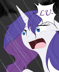 Size: 570x692 | Tagged: safe, artist:ask--luna-and-rarity, rarity, pony, unicorn, series:arc 1, g4, rain, solo, storm, wet, wet mane