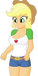 Size: 1300x2552 | Tagged: safe, artist:ah96, edit, editor:ah96, applejack, equestria girls, g4, breast edit, breasts, busty applejack, cleavage, female, ms paint, shading, simple background, transparent background