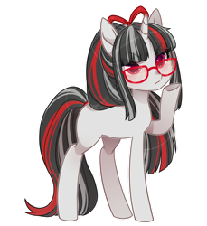 Size: 1024x1120 | Tagged: safe, artist:miioko, oc, oc only, pony, unicorn, eyelashes, female, glasses, horn, mare, raised hoof, simple background, solo, transparent background, unicorn oc