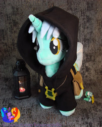 Size: 2304x2858 | Tagged: safe, artist:1stastrastudio, lyra heartstrings, pony, g4, clothes, high res, hoodie, irl, lantern, photo, plushie, solo