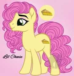 Size: 866x895 | Tagged: safe, artist:teonnakatztkgs, li'l cheese, earth pony, pony, g4, the last problem, base used, male, pink background, simple background, smiling, solo, stallion