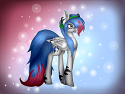 Size: 2828x2121 | Tagged: safe, artist:maneblue, oc, oc only, oc:skyla, pegasus, pony, abstract background, high res, pegasus oc, solo