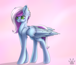 Size: 2650x2263 | Tagged: safe, artist:maneblue, oc, oc only, pegasus, pony, high res, paw prints, pegasus oc, solo, wings