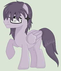 Size: 348x407 | Tagged: safe, artist:yulianapie26, oc, oc only, pegasus, pony, base used, folded wings, frown, full body, glasses, gray background, hooves, lidded eyes, male, pegasus oc, raised hoof, simple background, solo, stallion, standing, tail, wings