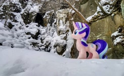 Size: 2048x1254 | Tagged: safe, photographer:pakapaka1993, starlight glimmer, pony, unicorn, g4, irl, japan, photo, plushie, rock, snow, solo, winter