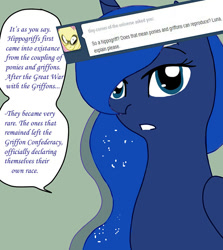 Size: 600x674 | Tagged: safe, artist:ask--luna-and-rarity, princess luna, alicorn, pony, series:arc 1, g4, ask, bandage, solo