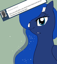 Size: 600x674 | Tagged: safe, artist:ask--luna-and-rarity, princess luna, alicorn, pony, series:arc 1, g4, ask, bandage, implied rarity, solo