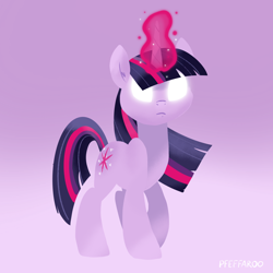 Size: 2048x2049 | Tagged: safe, artist:pfeffaroo, twilight sparkle, pony, unicorn, g4, glowing, glowing eyes, gradient background, high res, magic, solo, unicorn twilight