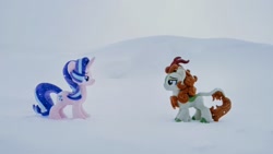 Size: 1024x577 | Tagged: safe, photographer:pakapaka1993, autumn blaze, starlight glimmer, kirin, pony, unicorn, g4, duo, irl, japan, photo, plushie, snow, snowfall, winter