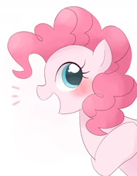Size: 1362x1746 | Tagged: safe, artist:ginmaruxx, pinkie pie, earth pony, pony, g4, blushing, cute, diapinkes, female, happy, mare, open mouth, open smile, profile, simple background, smiling, solo, white background