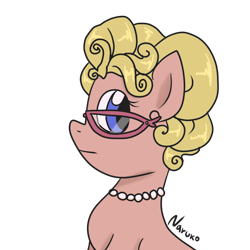 Size: 1024x1024 | Tagged: safe, artist:wrath-marionphauna, phyllis cloverleaf, earth pony, pony, g5, my little pony: a new generation, adoraphyllis, cute, glasses, jewelry, necklace, pearl necklace, poker face, simple background, solo, transparent background