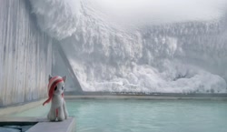 Size: 1024x592 | Tagged: safe, photographer:pakapaka1993, oc, oc only, oc:poniko, pony, hot springs, ice, icicle, irl, japan, photo, plushie, snow, solo, water, winter