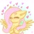 Size: 1280x1280 | Tagged: safe, artist:galaxy swirl, fluttershy, pegasus, pony, g4, blushing, brush, brushing, eyes closed, hairbrush, heart, solo, spread wings, wings