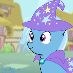 Size: 700x700 | Tagged: safe, artist:ideletedsystem64, trixie, pony, unicorn, g4, bust, cape, clothes, female, hat, portrait, solo, trixie's cape, trixie's hat