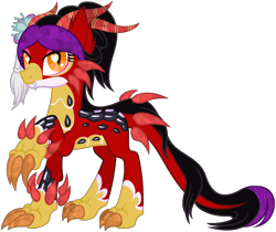 Size: 1550x1300 | Tagged: safe, artist:s-aiitochan, oc, oc only, oc:yu long, original species, adoptable, claws, closed species, crysvalonia, gemstone pony, gemstones, red, scales, simple background, transparent background