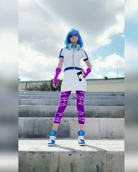 Size: 1080x1350 | Tagged: safe, artist:rei-doll, dj pon-3, vinyl scratch, human, equestria girls, g4, clothes, cosplay, costume, hand on hip, headphones, irl, irl human, leggings, photo, skirt, sunglasses