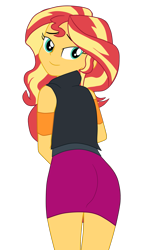 Size: 1667x2725 | Tagged: safe, artist:gmaplay, sunset shimmer, equestria girls, g4, ass, bunset shimmer, butt, looking back, simple background, solo, transparent background