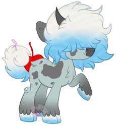 Size: 2639x2865 | Tagged: safe, artist:pure-blue-heart, oc, oc:tuna, cow, original species, adoptable, cherry, closed species, cocktail colt, food, high res, male, simple background, stallion, transparent background