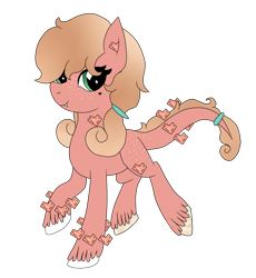Size: 857x932 | Tagged: safe, artist:pure-blue-heart, oc, oc:rosy, original species, adoptable, beauty mark, closed species, crysvalonia, female, gemstone pony, hairband, heart, mare, pink, simple background, transparent background