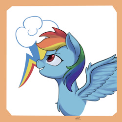 Size: 1024x1024 | Tagged: safe, artist:nlhetfield, rainbow dash, pegasus, pony, g4, bust, simple background, smiling, solo
