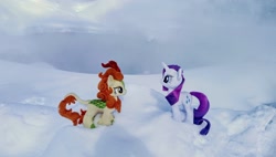 Size: 2048x1165 | Tagged: safe, photographer:pakapaka1993, autumn blaze, rarity, kirin, pony, unicorn, g4, duo, hot springs, irl, japan, photo, plushie, snow, winter