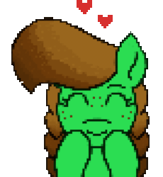 Size: 686x745 | Tagged: safe, artist:dyonys, oc, oc:lucky brush, pony, animated, cute, februpony, female, freckles, heart, loop, mare, ocbetes, pixel art, simple background, transparent background