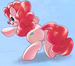 Size: 1965x1728 | Tagged: safe, artist:kurogewapony, pinkie pie, earth pony, pony, g4, balloonbutt, butt, female, full body, looking at you, looking over shoulder, mare, open mouth, open smile, plot, smiling, smiling at you, solo